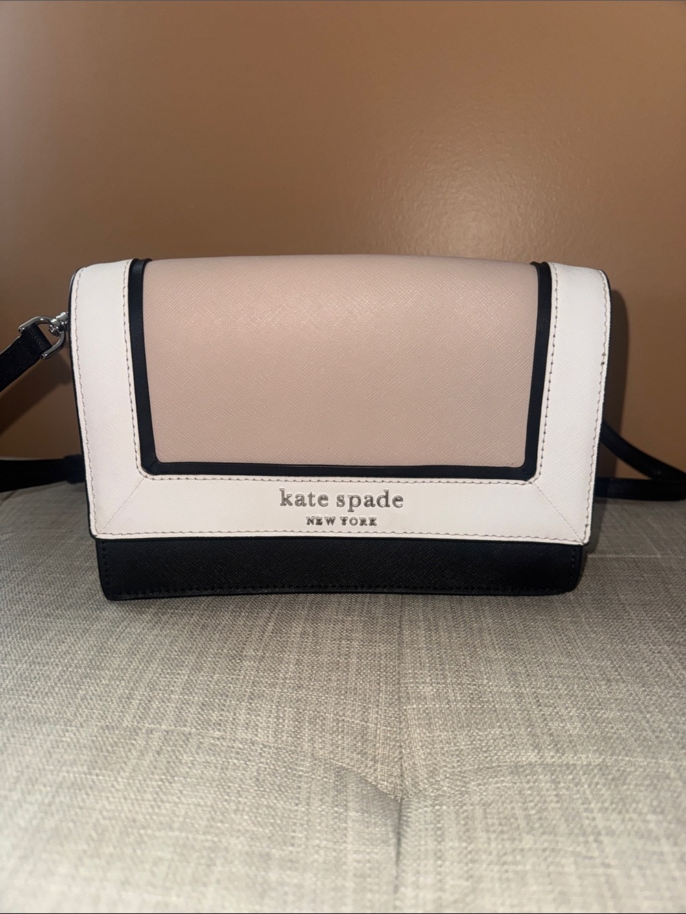 kate spade Colorblock Leather Crossbody - Blush, White, Black